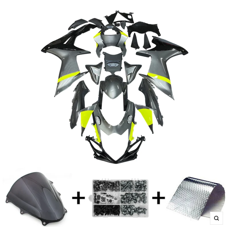 Amotopart 2011-2026 GSXR 600/750 Suzuki Gloss Grey&Yellow Fairing Kit