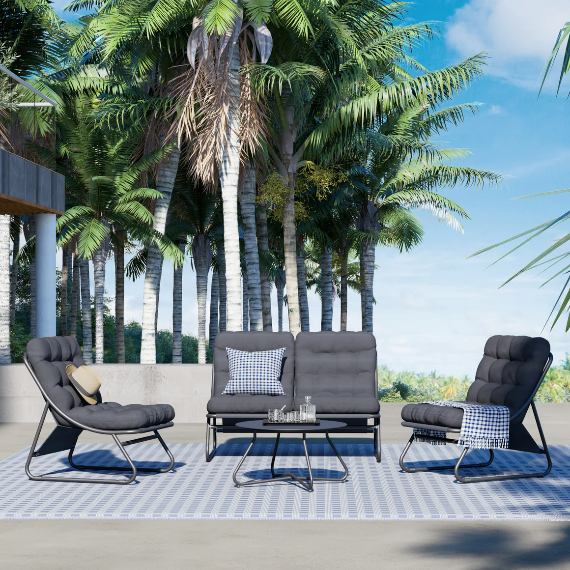 GRAND PATIO 4-Piece Conversation Set with Removable Cushion