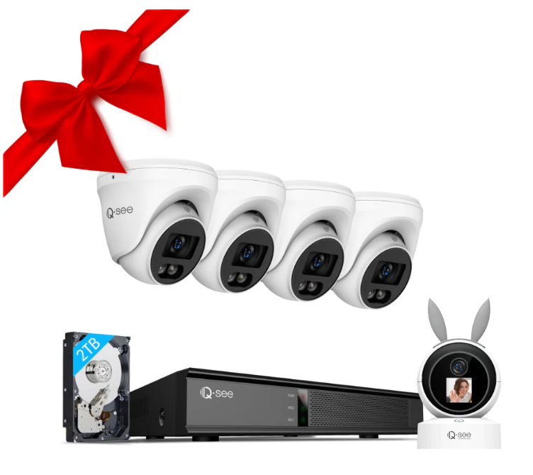 Qsee 4K 2TB PoE NVR Dome Camera Security System